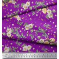 thumbnail image 3 of Soimoi polyester Crepe Fabric Leaves,Moth & Magnolia Floral Print Fabric by the Yard 42 Inch Wide, 3 of 3