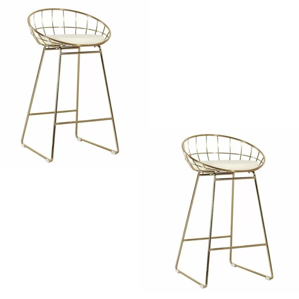 Tabouret romain (26" H x 19,5" L x 21,5" P) en or blanc ENSEMBLE DE 2