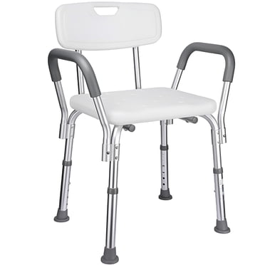 LIVINGbasics Chaise de Douche avec Accoudoirs Amovibles, Siège de Chaise de Bain pour Aînés, Capacité de 300 Lb, Hauteur Ajustable, Antidérapant