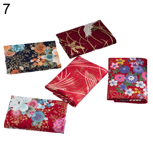 HEVIRGO 5Pcs 20x25cm Japanese Floral Patchwork DIY Craft Handmade Cotton Fabric Bundle