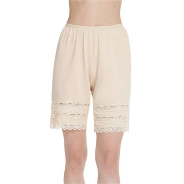 Half Slip Shorts Culotte for Women Split Skirt Lace Pettipants Snip 7-9” Inseam,skincolor,S