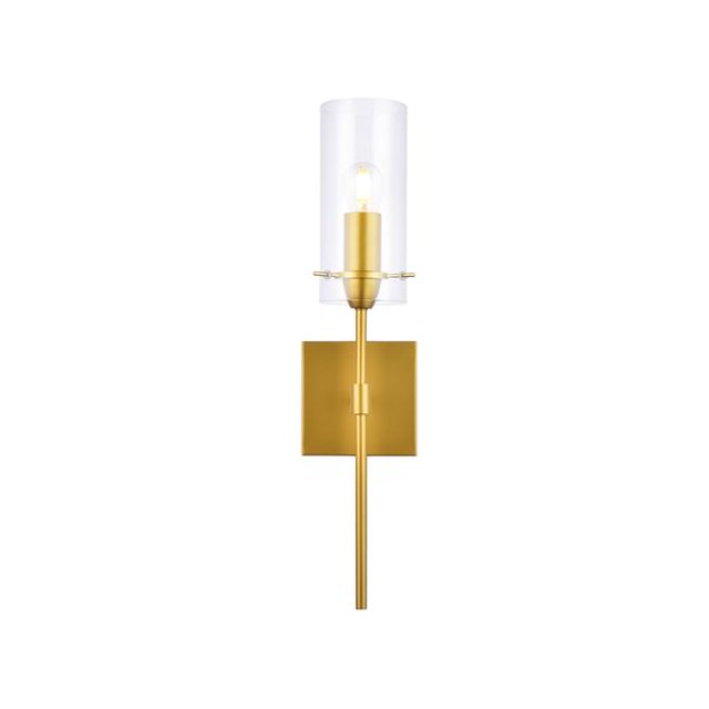 Living District Elsreth Midcentury Modern 1 Light E26 Brass Wall Sconce