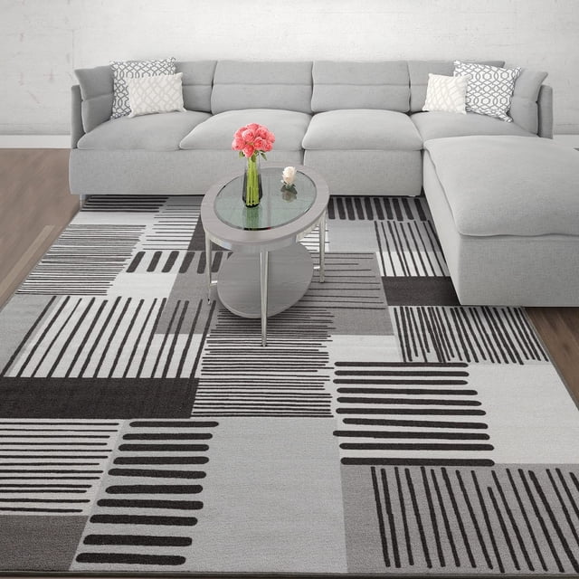 BY COCOON 5'x7' Area Rug | Area Rugs For Living Room Carpet For Bedroom Rug Washable Rug (160 Cm x 225 Cm Grey Rug)