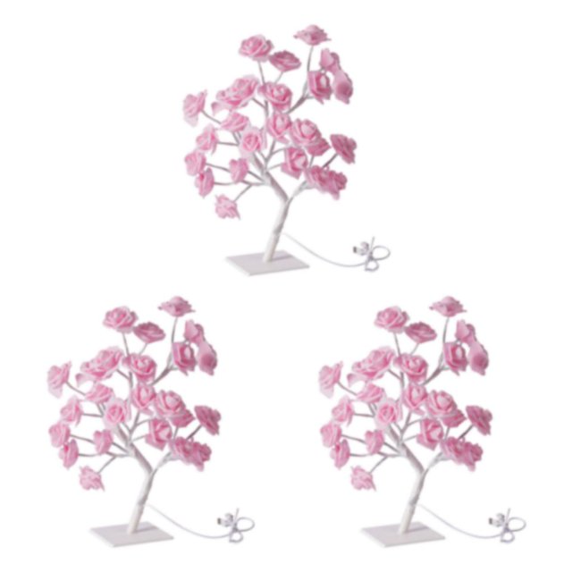 mmirethe Lampe Rose Colorée Éclairée avec Télécommande Meilleur Choix de Cadeau Grand Application Rose Blanc Tige 3Ensemble