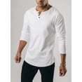thumbnail image 4 of FAROOT T-shirt Décontracté pour Homme de Printemps Automne, Couleur Unie, Manches Longues, Col Ras du Cou, Chemise Boutonnée, Hauts, 4 of 7
