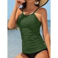 thumbnail image 3 of Charmo Women's High Neck Tankini Tops Only Tummy Control Swimsuit Top Ruched Swim Top Without Bottoms, 3 of 5