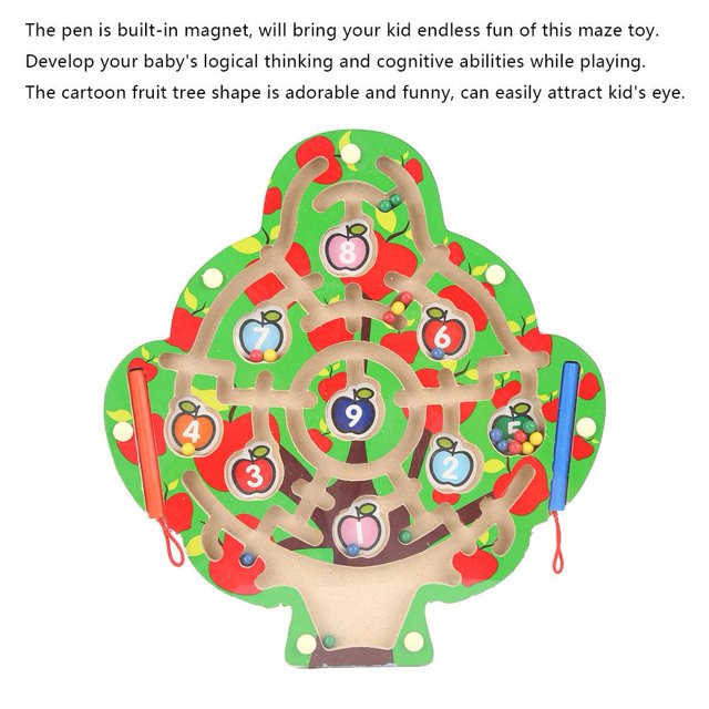 Keenso Magnetic Wand Number Maze Wooden Activity Board Kids Brain Training Board Game