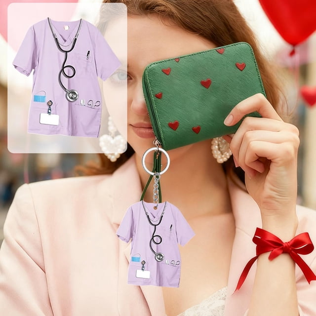 RRJ Nurses' Day Gifts, 2D Acrylic Flat Customized Healthcare Worker Uniform Pendant, Personalized Nurse Appreciation Token, Staff Recognition Keepsake, Hospital Themed Decor for Lanyard Keychain