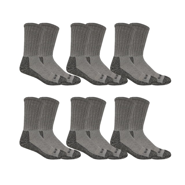 Genuine Dickies Men Heavyweight Crew Work Socks - Grey - 6 Paris (2x3PK)