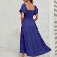 thumbnail image 4 of Robes pour Femmes 2024 Été Surdimensionnée Unie Taille Haute Manches Bouffantes Robe à Taille Enveloppée Rabais de 50 % Liquidation!, 4 of 5