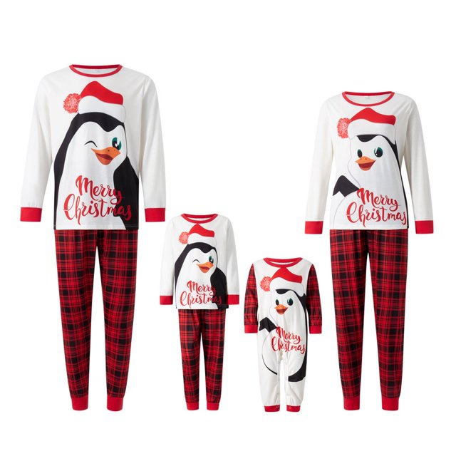 Pyjamas de Noël Assortis pour la Famille Ensembles de Hauts et Pantalons de Vacances Pyjamas