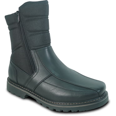 bravo! Men Waterproof Winter Boot DEAN-17 with Fur Lining and Double Zipper Black Men Size 10.5