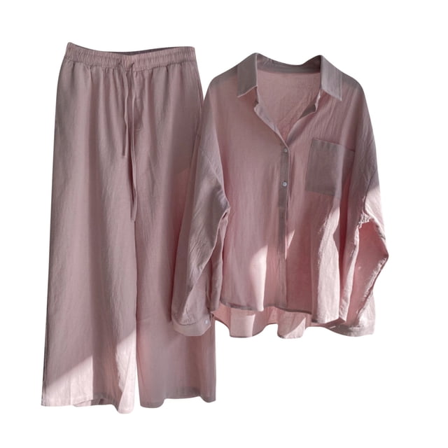 Shorts Taille 16 Femmes Ensemble Deux Pièces à Blocs de Couleur Chemise à Manches Longues à Col Rabattu Shorts Mode Décontractée Taille 18 Shorts pour Femmes