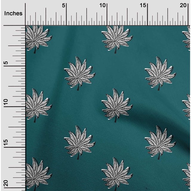 oneOone Georgette Viscose Fabric Leaves Block Print Fabric BTY 42 Inch Wide
