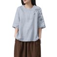 thumbnail image 2 of Pisexur Hauts d'Été pour Femmes, Hauts pour Dames, Hauts pour Femmes, Haut Décontracté à la Mode pour Femme à Enfiler Imprimé à Manches Courtes et Col Rond Multicolore, G, 2 of 2