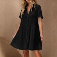 thumbnail image 1 of Pisexur Robes Femmes Belle Robe d'Été pour Femmes Décontractée Sans Manches à Col Rond à Lacets Robe Plissée Noir,G, 1 of 9
