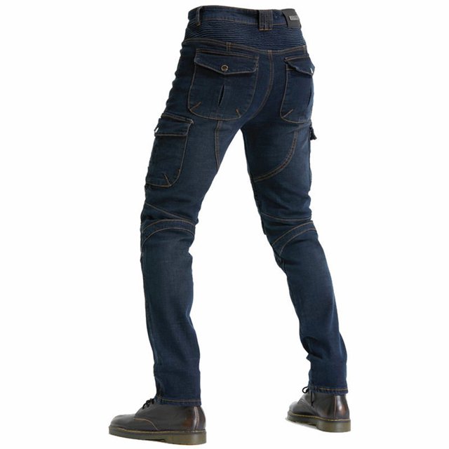Pantalon de Moto Anti-Chute avec Équipement de Protection Jeans de Course Tout-Terrain en Denim Imperméable