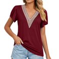 thumbnail image 3 of Pompotops Women's V- Neck Recreational Short Sleeve Tops, 3 of 9