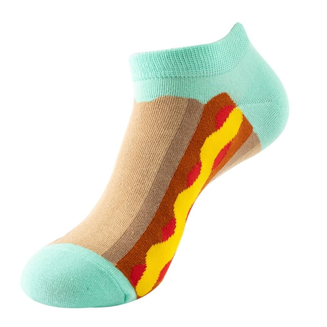 TIEVOSA 2 Paires Femmes Filles Nouveauté Drôles Mignonnes Chaussettes à la Cheville Motif Imprimé 3D Design Coloré Coton Coupe Basse Chaussettes Doublure