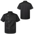 thumbnail image 1 of Aislor Unisex Short Sleeve/Long Sleeve Chef Coat Jacket Kitchen Uniform Restaurant Hotel Cook Jacket Black Short Sleeve 4XL, 1 of 7