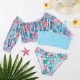 thumbnail image 3 of Hiiyo Toddler Girls Bikini Set with Long Sleeve Rash Guard Swimsuit Hawaii Beach Bathing Suit,3-Piece, 3 of 3