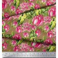 thumbnail image 3 of Soimoi Poly Georgette Fabric Parrot,Leaves & Lotus Floral Print Sewing Fabric Yard 52 Inch Wide, 3 of 3