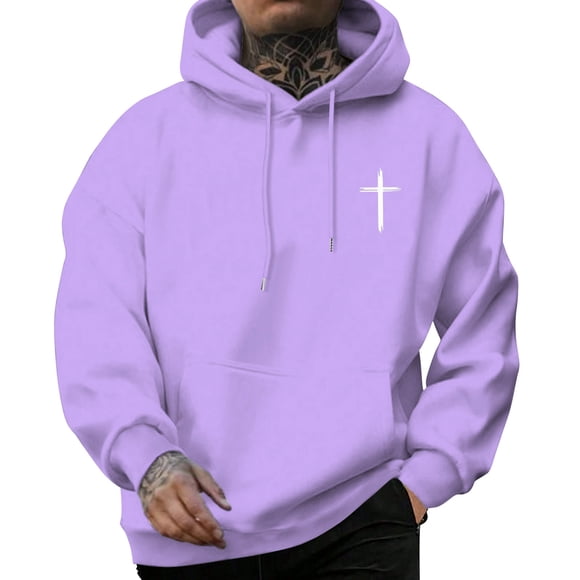 LUOGENLI Hoodies for Men Zip up Navy Blue Mens Fashion Casual Letter Part Print Hooded Pullover Long Sleeve Hooded Sweater Tops Hoodies for Men Carhartt Dark Blue Purple Size M