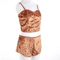 thumbnail image 3 of Women 2PCS Lingerie Set Slim Solid Sling Crop Top Short Elastic Band Pants, 3 of 9