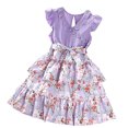thumbnail image 1 of Chandails pour Filles Taille 8 Robe de Demoiselle d'Honneur pour Petite Fille Robes pour Filles Été Manches Volantées Robe à Imprimé Floral, 1 of 3