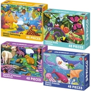 QUOKKA 4 x 48 Pieces Jigsaw Puzzles for Toddlers 4-6 – Animal & Nature Themes, Learning Toy for Kids