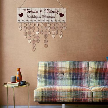 Clearance! Takefuns Gift For Moms Dads Wooden Birthday Reminder Calendar Sign Board Wall Hanging Family Decor Plaque Birthday Plaque Calendar Listing For Family Friends Classroom Hous