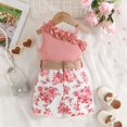 thumbnail image 4 of LUOGENLI Robe Fillette Tout-Petits Été Volants Sans Manches Imprimés Floraux Robe Côtelée Vêtements Jupe Maxi avec Short en Dessous Rouge 18-24 Mois, 4 of 8