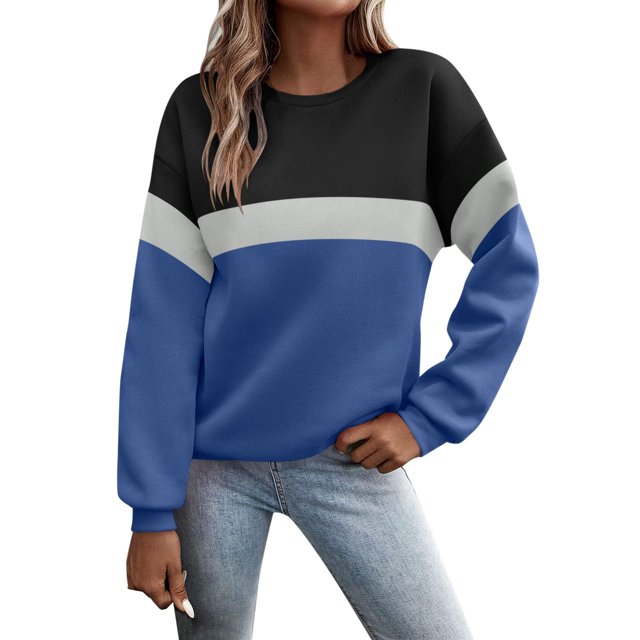 Kcodviy Chandail Graphique pour Femmes Imprimé Veste en Molleton Active Chandail à Col Rond Chandail à Col Rond Coupe Chandail à Enfiler Hauts Chandail à Bande Décontracté Manches Longues Chandails d'Entraînement Blouse Ample