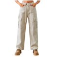 thumbnail image 1 of TJAZFJPA Wide Leg Sweatpants Women Short Women Solid Color Denim Drawstring Adjustable Washed Cargo Pants Casual Pants Womens Sweatpants Joggers Bundle Casual Pants for Women with Pockets, 1 of 8