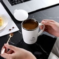 thumbnail image 4 of MAOWAPLG Tasse à Café avec Couvercle et Poignée, Tasse à Café en Acier Inoxydable 304 avec Couvercle, Isolation Thermique, Portable pour l'Extérieur, Poignée Confortable, pour Boissons Chaudes et Froides, Tasse à Café en Acier Inoxydable, 4 of 9