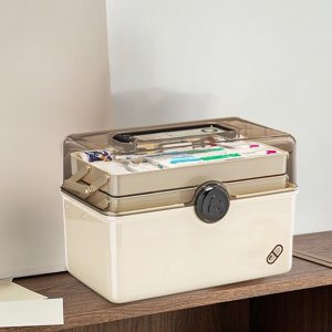 Large Capacity First Aid Kit Storage Box with Handle and Multiple Compartments for Home and Travel