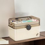 Large Capacity First Aid Kit Storage Box with Handle and Multiple Compartments for Home and Travel