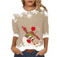 thumbnail image 2 of Hauts de Sortie pour Femmes Décontractés à Imprimé de Noël Amples à Manches Trois Quarts à Col Rond Hauts Blouses Grande Taille en Liquidation, 2 of 4