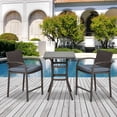 thumbnail image 2 of Outsunny 3 Pieces Patio Bar Set Wicker Garden Bistro Set, Grey, 2 of 10