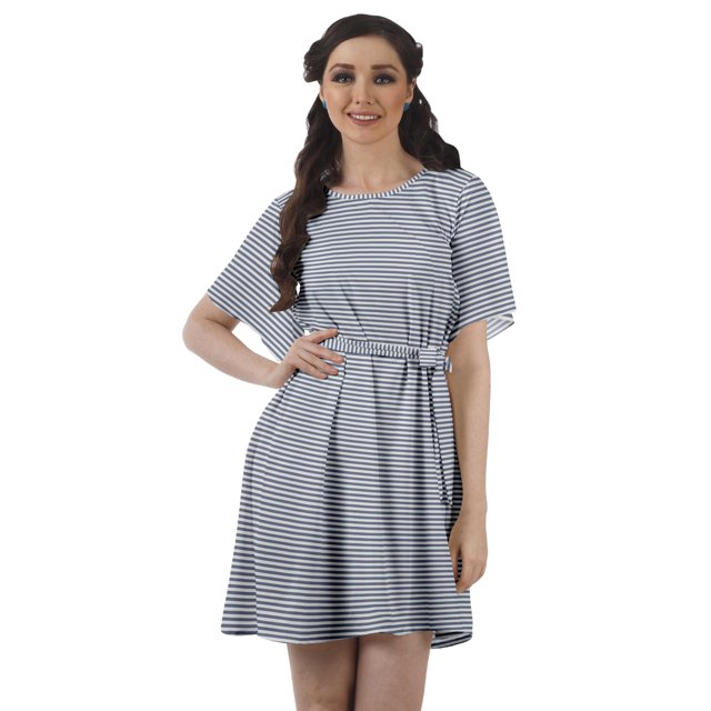 Moomaya Robe Femme Imprimée Col Bijou Ligne A Décontractée Ample Tunique Courte Bohème