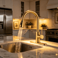 thumbnail image 4 of APPASO Brushed Gold Kitchen Faucet with Pull Down Sprayer, Stainless Steel Single Handle Bar Sink Faucet, 3 Spray Modes, 360° Swivel Spout, 4 of 18