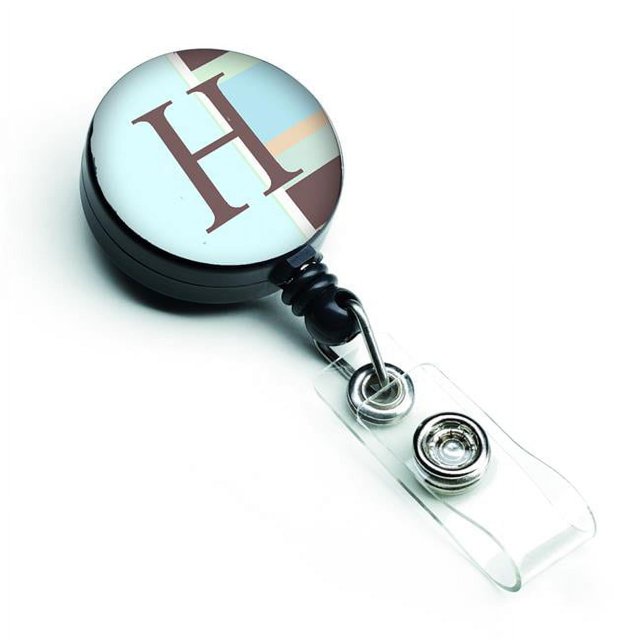 Carolines Treasures CJ1003-HBR Lettre H Initiale Monogramme Rayures Bleues Insigne Rétractable Moulinet