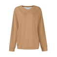 thumbnail image 4 of Chandails en Molleton Col en V pour Femmes Manches Longues Décontractées Tops Chandail Oversize, 4 of 5