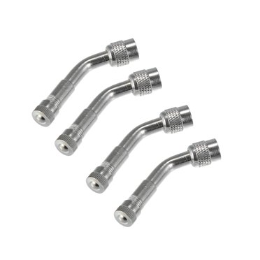 Unique Bargains 4 Pcs Valve Stem Extenders 135 Degree Valve Stem Vacuum Tyre Valve Stem Extension Adapter for Car Motorcycle Silver Tone