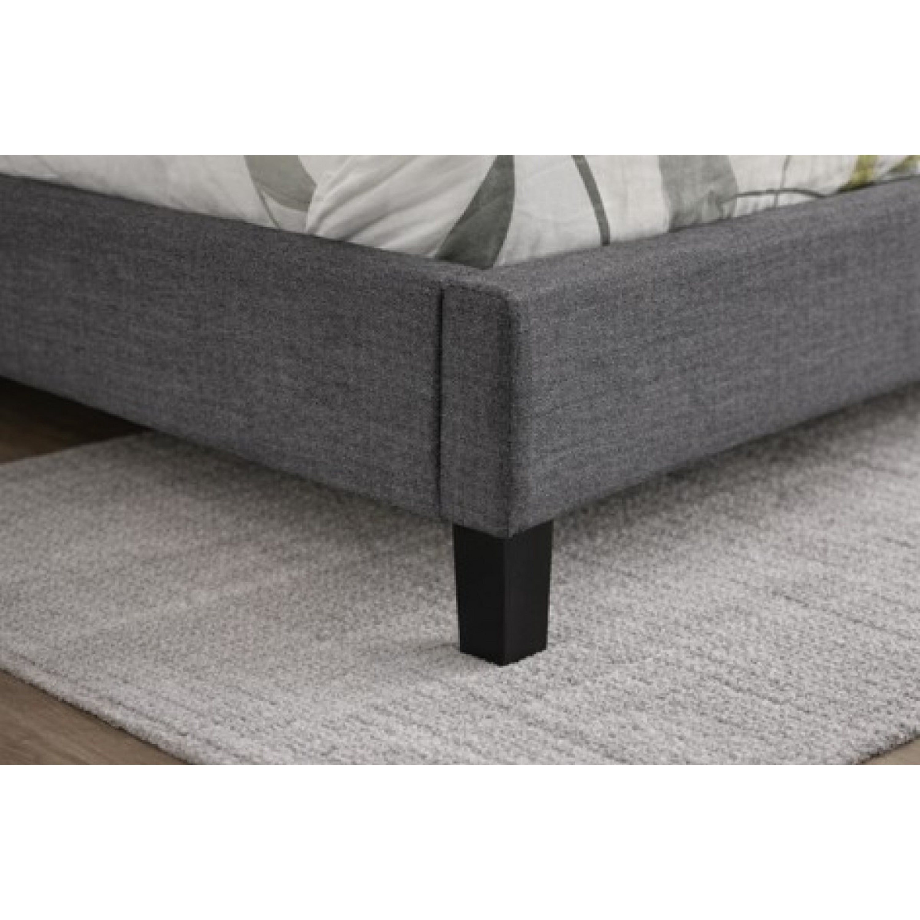 Brassex Soho Lit plateforme double rembourré pour chambre avec lattes courbées, sans sommier requis et tissu polyester, gris