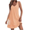 thumbnail image 1 of Timegard Robes pour Femmes Col en V Été Décontracté Robes T-Shirt Sortie de Plage Robe Débardeur avec Poches, 1 of 5