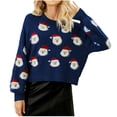 thumbnail image 2 of TIMIFIS Uglys Christmas Sweaters pour Femmes Automne Manches Longues Chandail à Col Rond Imprimé Père Noël Hauts Décontractés d'Hiver Chandail Extensible, 2 of 5