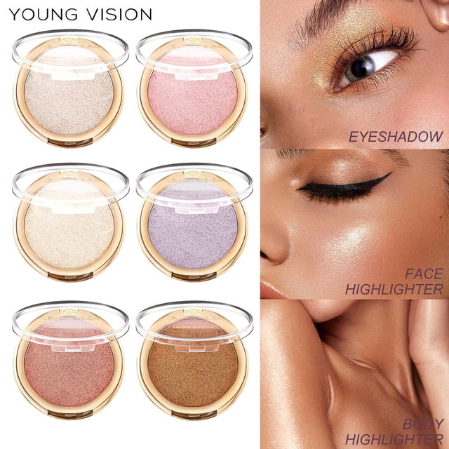Summer Savings! Gspmoly High Light Makeup, Baking Powder, Polarized and High Gloss Powder, Brightening, Fixing, Dressing, Powder, Three-Dimensional Nose Shad High Light Contour