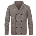 thumbnail image 1 of Grrvtrz Men's Double Breasted Cable Knit Sweater Button Down Shawl Collar Cardigans Chunky Comfortable Knit Cardigan, 1 of 8