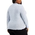 thumbnail image 2 of REBELLIOUS ONE Womens Light Blue Stretch Ribbed Scalloped Long Sleeve Turtle Neck Sweater Plus 2X, 2 of 2